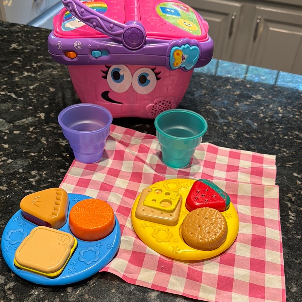 Interactive Pink and Purple Picnic Basket Set